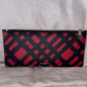 Coach Wild Plaid Long Zipper Clutch NWOT